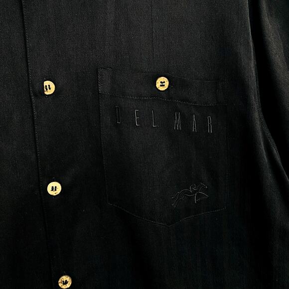 Go Barefoot Del Mar Shirt Men's Size Large Black Where The Turf Meets The Surf - Picture 6 of 11